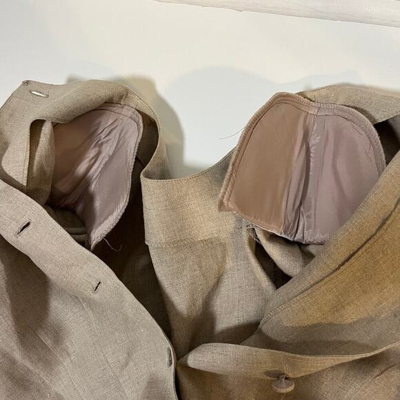 Vintage‎ Maggy London 100% Linen Maxi Dress Beige Size 10 Belt 80s 90s Business - Picture 8 of 15